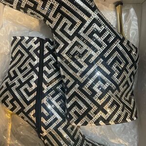 Designer Black and Silver Geometric Boots